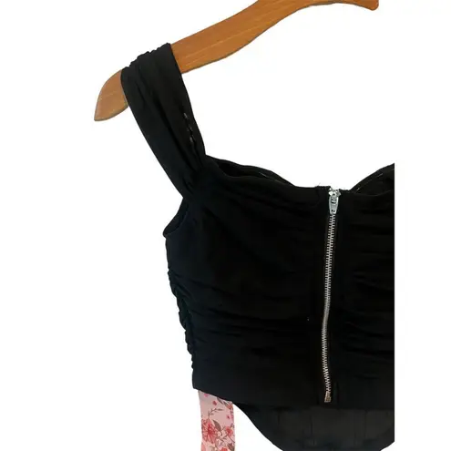 SheIn  MOD Corset Top Women’s Size S Black Ruched Mesh Cap Sleeve Summer Blouse - Image 7