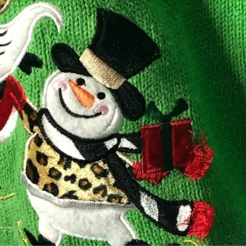 Classic Elements Vintage Christmas Cardigan M | Ugly Holiday Sweater Embellished