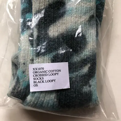 Collina Strada NIP Women’s Organic Cotton Crossed Black Loopy Socks Green