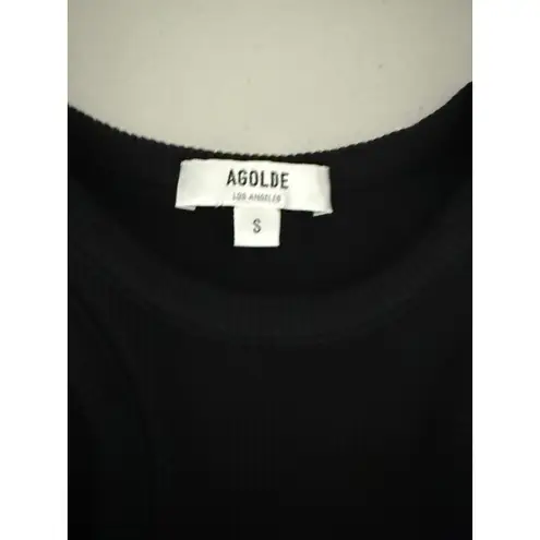 AGOLDE  Black Ribbed Bea Cutaway Tank Top High Neck Sleeveless Shirt Small