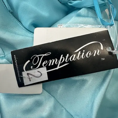 Aqua Blue Dress Size 2 Beaded Evening Party Cocktail Prom Bedazzled Rhinestoneā