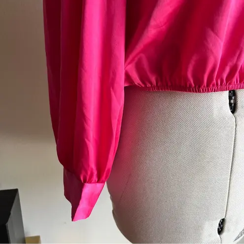 PRETTYGARDEN Hot Pink Long Sleeve Crop Top Blouse NWT