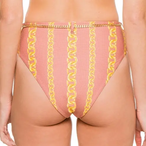 We Wore What Emily Terracotta Chains Belted High Waist Bikini Bottom