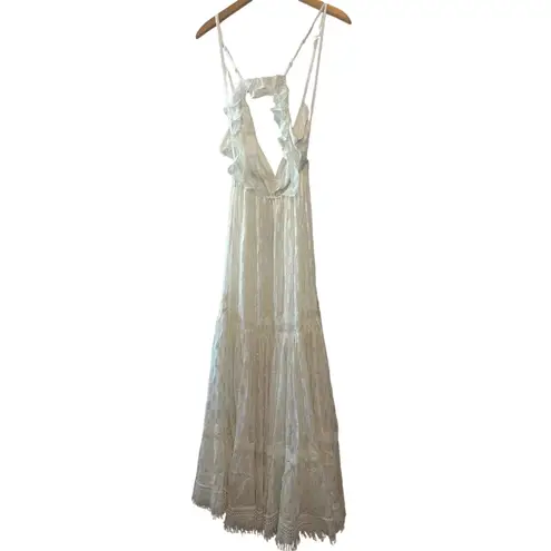 Rococo Sand Paola White Cut Out Maxi Dress NWT Size Large Boho Resort