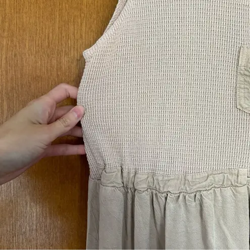 Vintage CDC Mixed Media Sleeveless Maxi Dress Size 8 Neutral Lagenlook Minimal