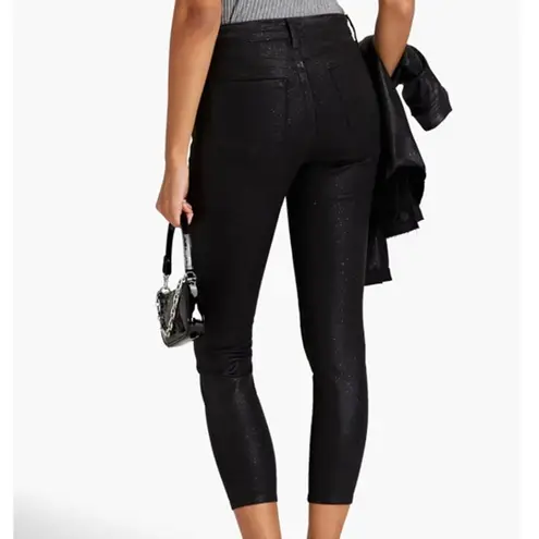 L'Agence Women Margot High Rise Skinny Jeans Silver Glitter Coated Black Size 25