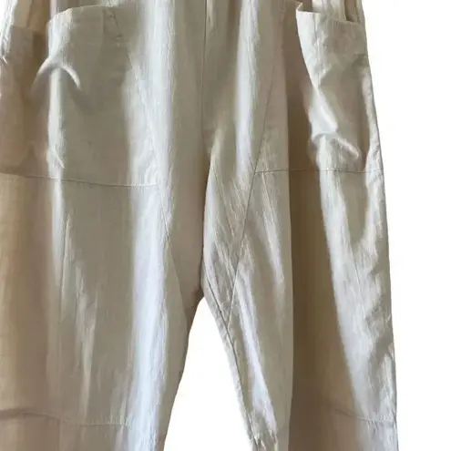 Zanzea Collection Ivory Elastic Waist Pull On Wide Leg Y2K Capri High SZ L #1274