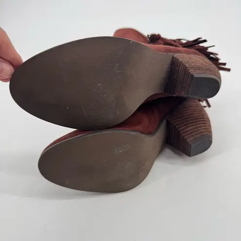 Not Rated Brown Fringe Faux Suede Booties Sz 9.5