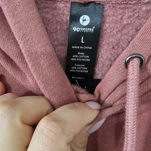 90 Degree By Reflex Mauve Cropped Boxy Hoodie Pink Size L