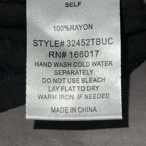 Blue B Ribbed Scoop Neck Rhinestone Fringe Cropped Top Women XS Short Sleeve New Black