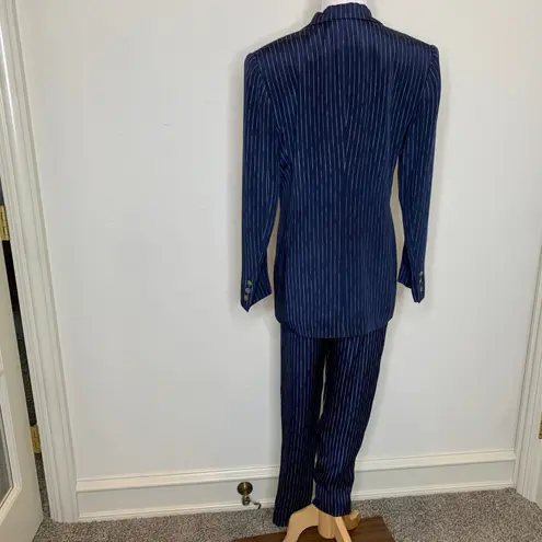 Silk Liz Claiborne Blue Pinstripe Suit Pants Blazer Sz 6