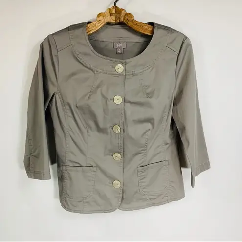 J Jill Khaki Green Jacket Blazer 8P Cotton Lady Jacket