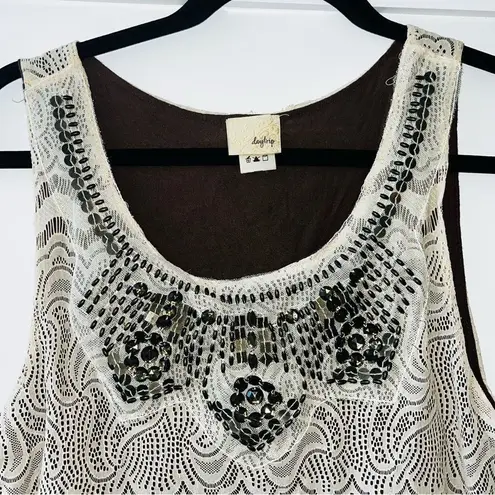 Daytrip  Lace Overlay Embellished Tank - Size M