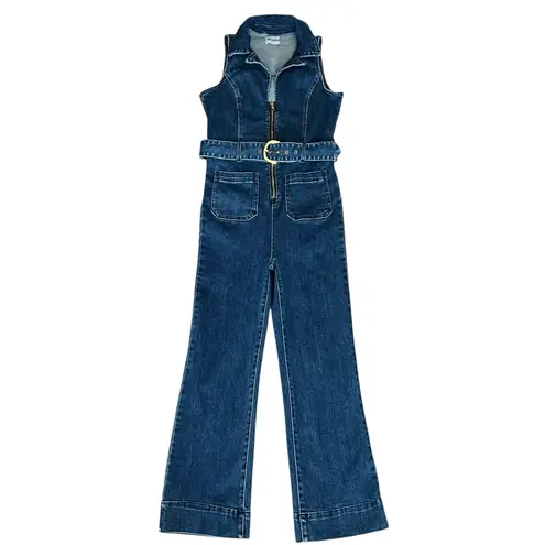 Show Me Your Mumu  Women’s Jacksonville Blue Cotton Sleeveless Flare Jumpsuit L