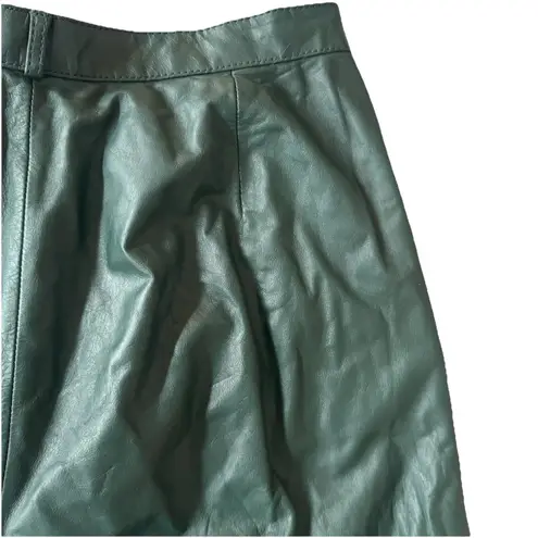 LORD & TAYLOR Women Green Straight Soft Genuine 100% Leather Pants VTG Sz 16 Black