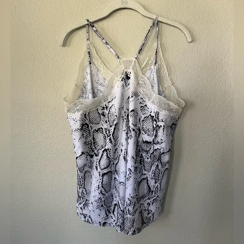 Boutique Python Snake Lace Accent Cami Tank Top Womens Size Medium White