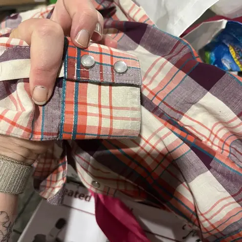 Wrangler  Retro Western Plaid Pearl Snap Button Up sz L thumbnail 3