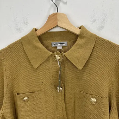 J.Crew  Patch Pocket Sweater Lady Jacket Cotton Honey Brown Preppy Small FLAW NWT