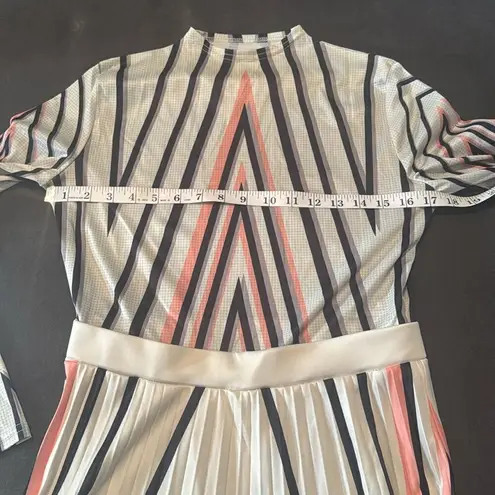 Women’s Long Sleeve Printed Casual Maxi Dress with Pleated Skirt Size M Size M