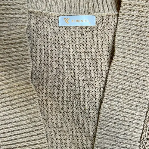 KIRUNDO Cardigan Sweater in Khaki, size medium Tan