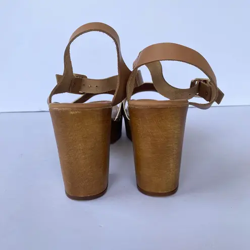 Anthropologie  Seychelles Jump For Joy Platform Sandal Beige Python Size 9