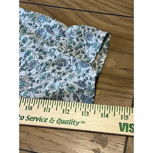 Soft Surroundings Top Women Size Medium Pullover Tunic Henley Floral Roll Tab