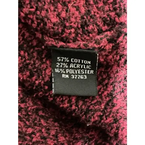 Rafaella Woman’s Large Red Black Long Sleeve Cowl Neck Fringe Accent Sweater