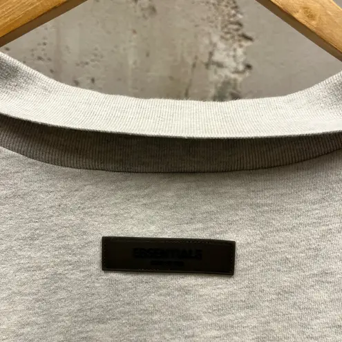 Fear of god Essentials Gray Box Logo Henley Button Collared Pullover Fleece Med