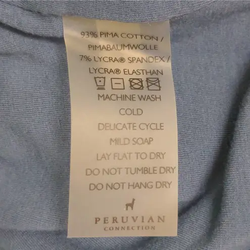 Peruvian Connection Womens Pencil Skirt Blue Knee Length Stretch Cotton Blend S