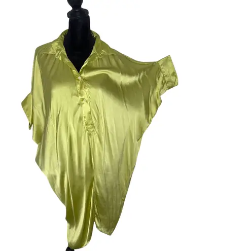Sara Roka Silk Shirt Dress Size M Green Statement Piece Maximalist Resort Wear Size M