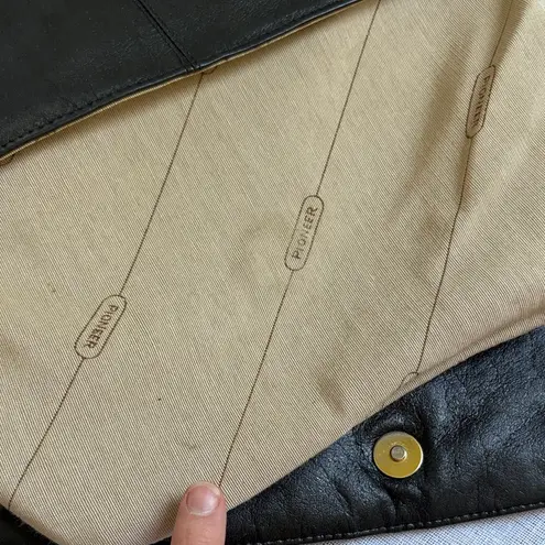 Pioneer Vintage 80s Black Leather Fold Over Clutch.