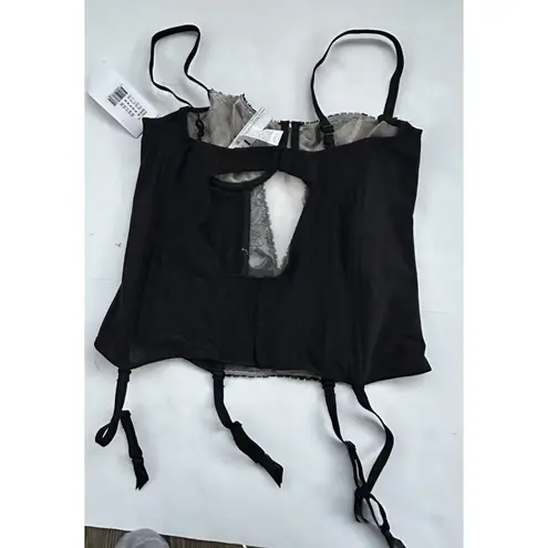 Chantelle NEW $195 Black Lingerie 36B US Orchids Underwire Bustier Garter Straps