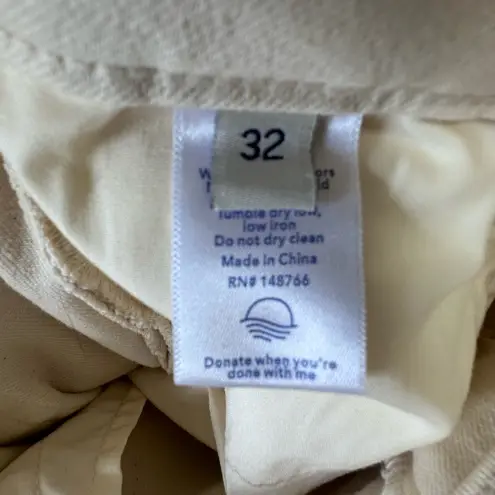 Oliver Logan Ecru Color Aberdeen Wide Leg High Rise Cropped Raw Hem Size 32