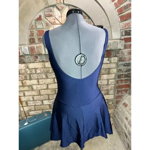 Blair swimsuit swim dress Vintage 1980s one piece colorblocked blue teal aqua black