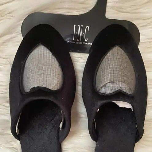 INC International Concepts Black Heart Mesh Slippers Flats Mules Slippers 7 / 8
