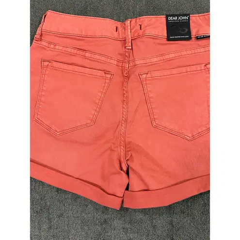 Dear John  American Classic Women's Coral Cuffed Jean Shorts Size 25 NWT Stretchy