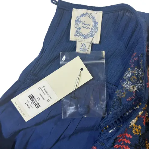 Francescas Blue Rain Embroidered Bell Sleeve Tunic Top Womens XS NWT