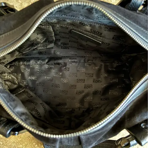 Michael Kors Harness Black Suede Leather Satchel Shoulder Bag