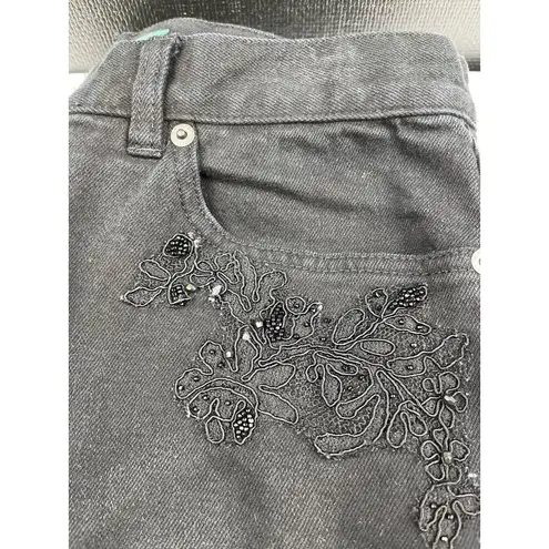 Lauren Ralph Lauren Women's Black Jeans Lace Side trim Flared Size 8 SKU 4605