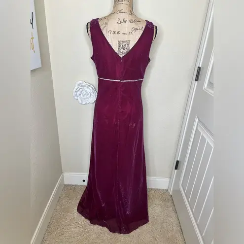 NTM Vintage Scott McClintock Iridescent Overlay Burgundy Empire Waist Gown Sz 12 Red