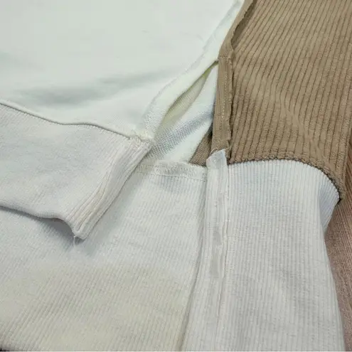 Oddi Ribbed Velour Exposed Seam Crewneck Split Hem Pullover Sweatshirt Small New