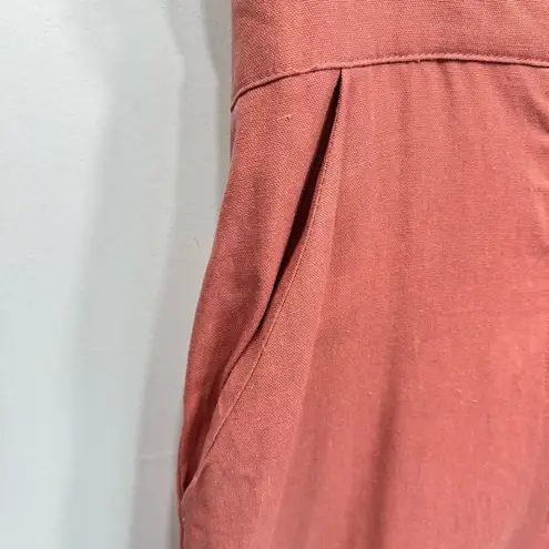 e.issue Rose Mauve Linen Cotton Wide Leg Pantsuit Romper Strappy Back Pockets Size L