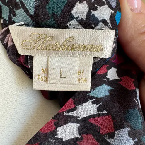 Shoshanna Selina Plaid Tie Neck Semi-Sheer Blouse