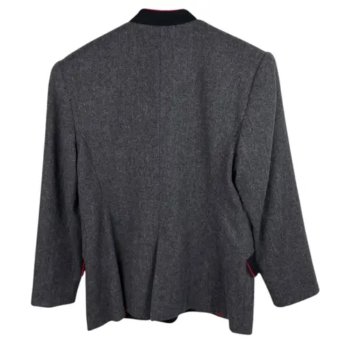 Vintage 80s 90s Lanz 100% Wool Blazer Women's Size 12 Dark Academia Preppy Grey Gray