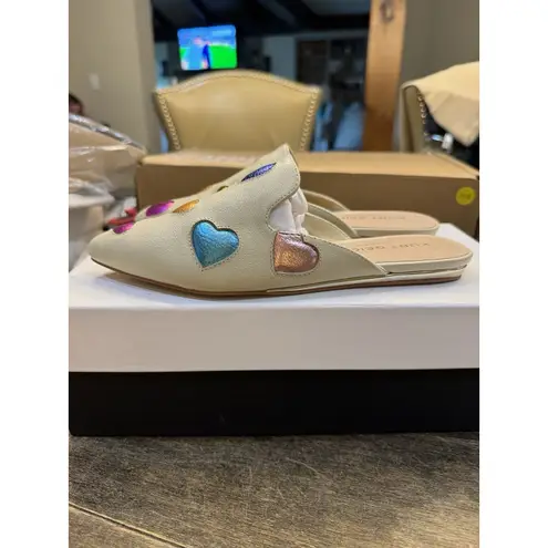 Kurt Geiger LONDON Women's Otter Love Heart Embossed Pointed Toe Mules Size 5.5