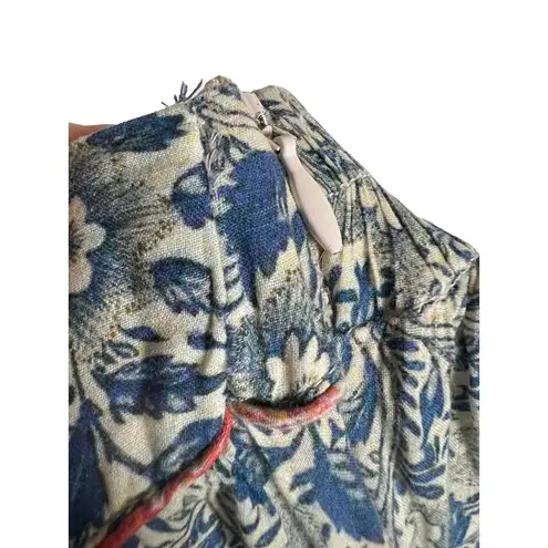 Carolina K Vicky Blue Paisley Floral Wide Leg High Waisted Pants Size XS