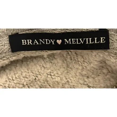 Brandy Melville  Cropped Zip-Up Hoodie Grey Cozy Fleece Lined Casual Streetwear