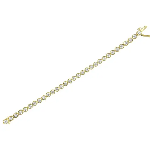 Brilliance NIB Haus of  14K Yellow Gold Sterling Silver Diamond Tennis Bracelet