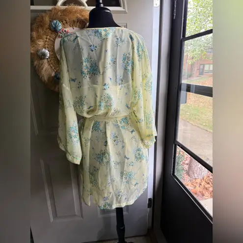 secret treasures Vintage butterfly garden ribbon trim slip robe set, size large