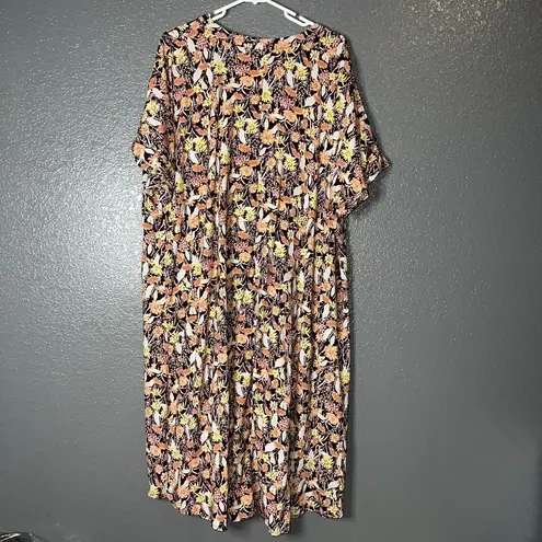 Ava & Viv Womens Floral Midi Dress Size 3X Babydoll Resortwear Travel